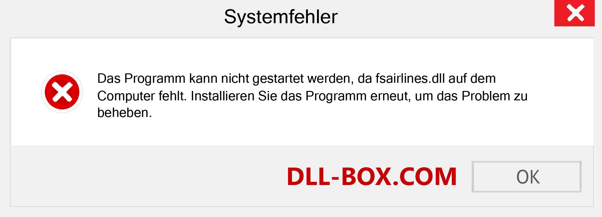 fsairlines.dll-Datei fehlt?. Download für Windows 7, 8, 10 - Fix fsairlines dll Missing Error unter Windows, Fotos, Bildern